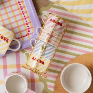 Ensemble 4 Tasses Seventies avec rack