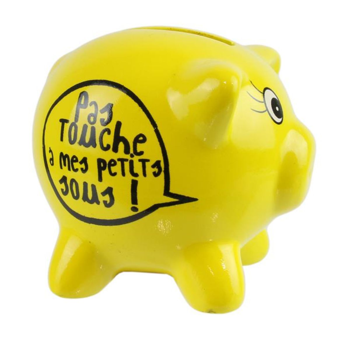 Mini Tirelire Cochon Jaune - Pas touche à mes petits sous