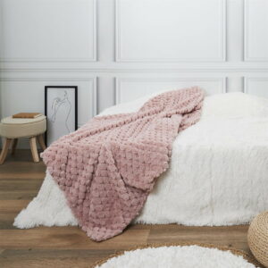 Plaid ultra doux Nouzina Rose 150x120cm