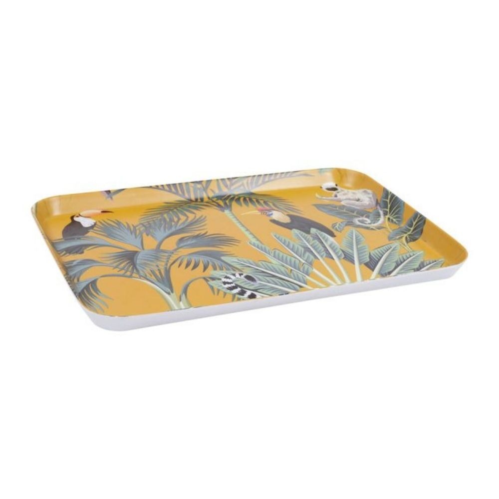 Plateau rectangulaire tropical Jaune Abilwi 33x22cm