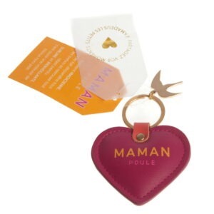 Porte-clés simili-cuir Cœur Famille Taunia – Maman Rose