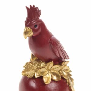 Statue résine Perroquet sur Grenade Linason Rouge et Doré