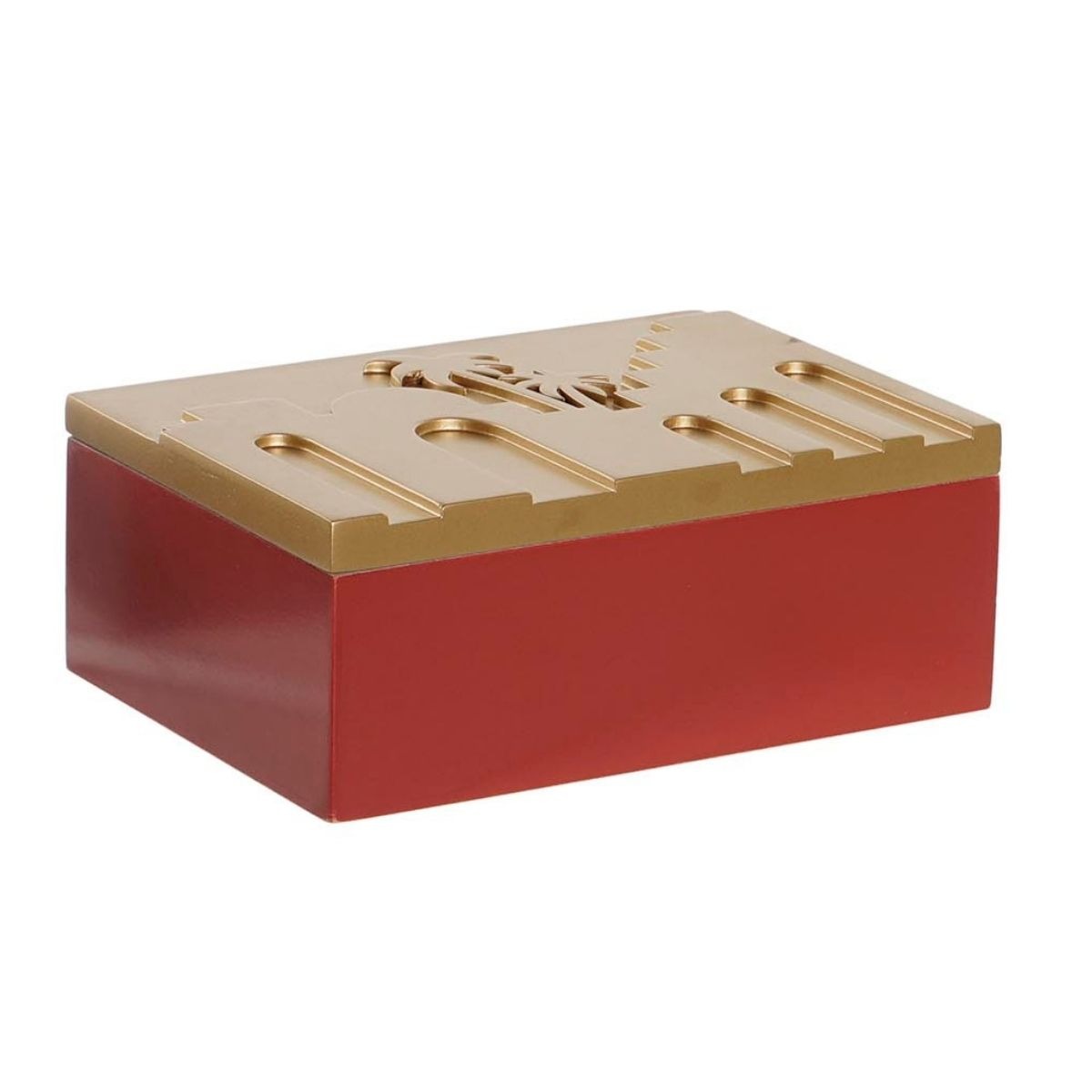 Boite bois rectangulaire Lounaba Terracotta et Doré