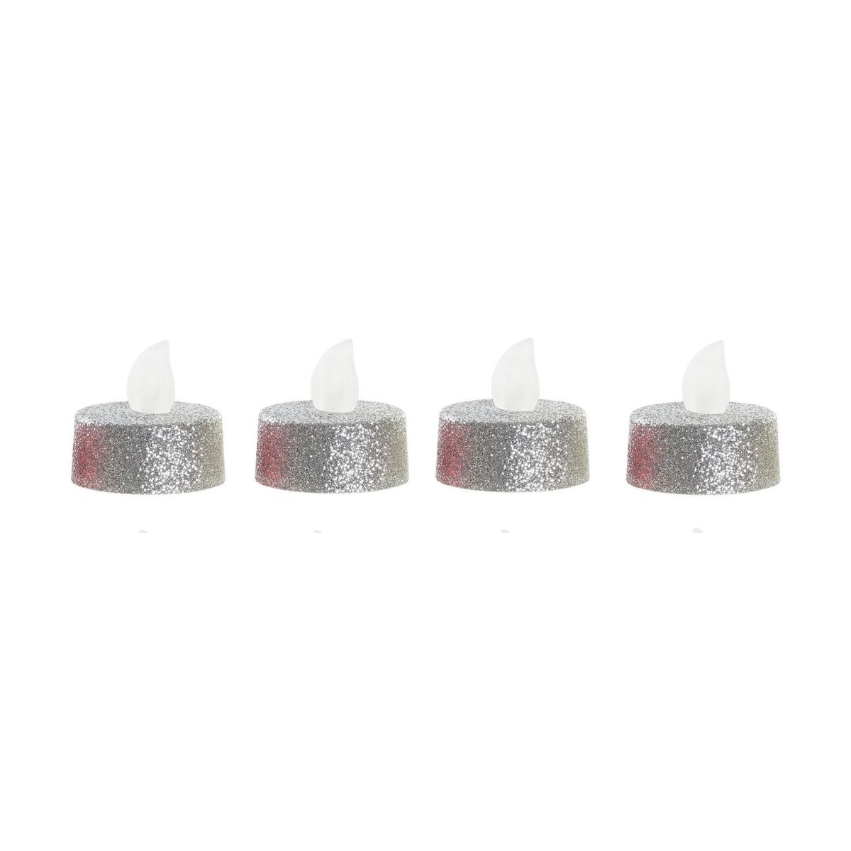 Bougies Led Noël x4 Baxton pailleté Argent