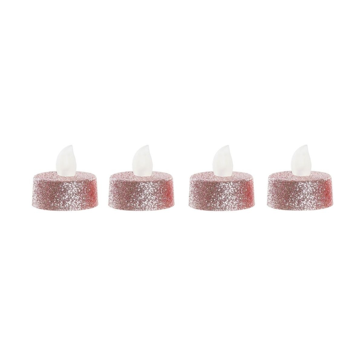 Bougies Led Noël x4 Baxton pailleté Rose