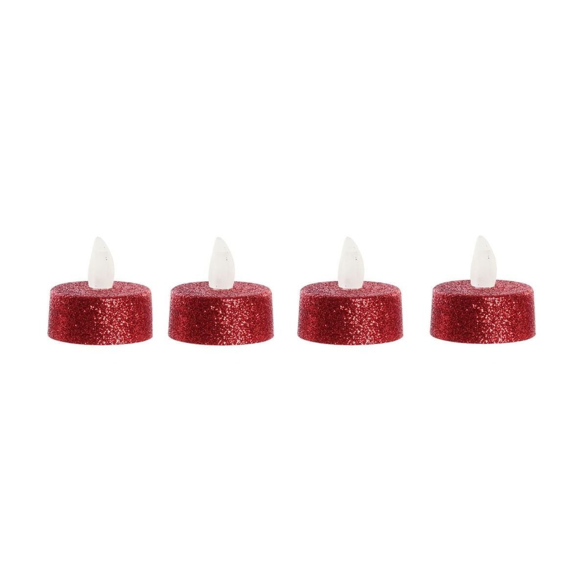 Bougies Led Noël x4 Baxton pailleté Rouge