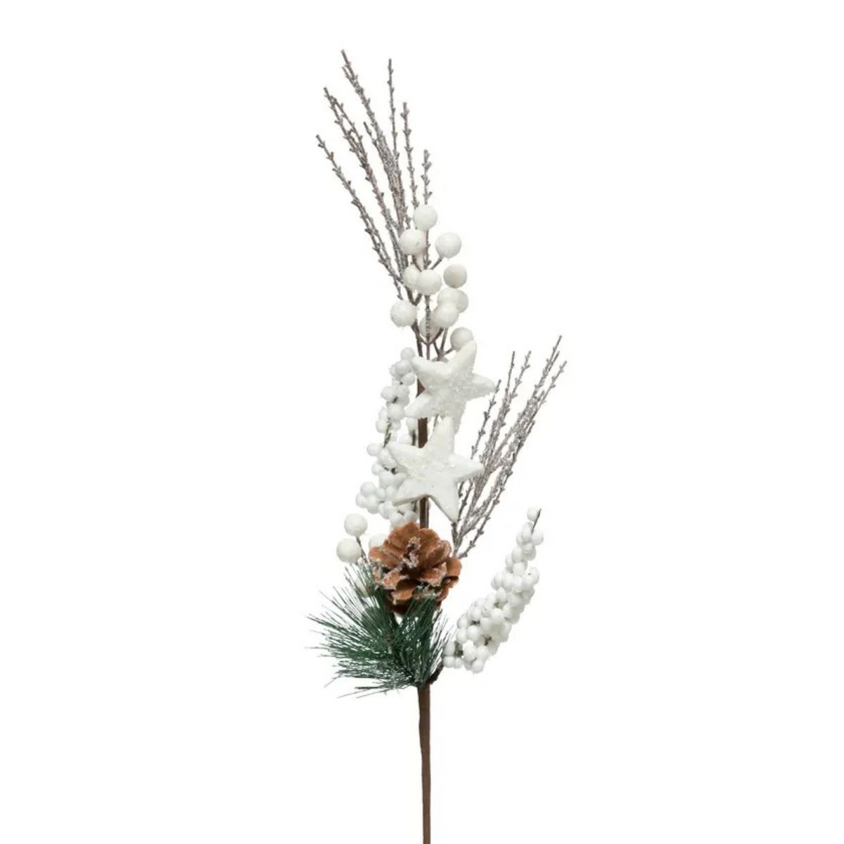 Branchage de Noël Ostuni floqué blanc et pomme de pin H75cm