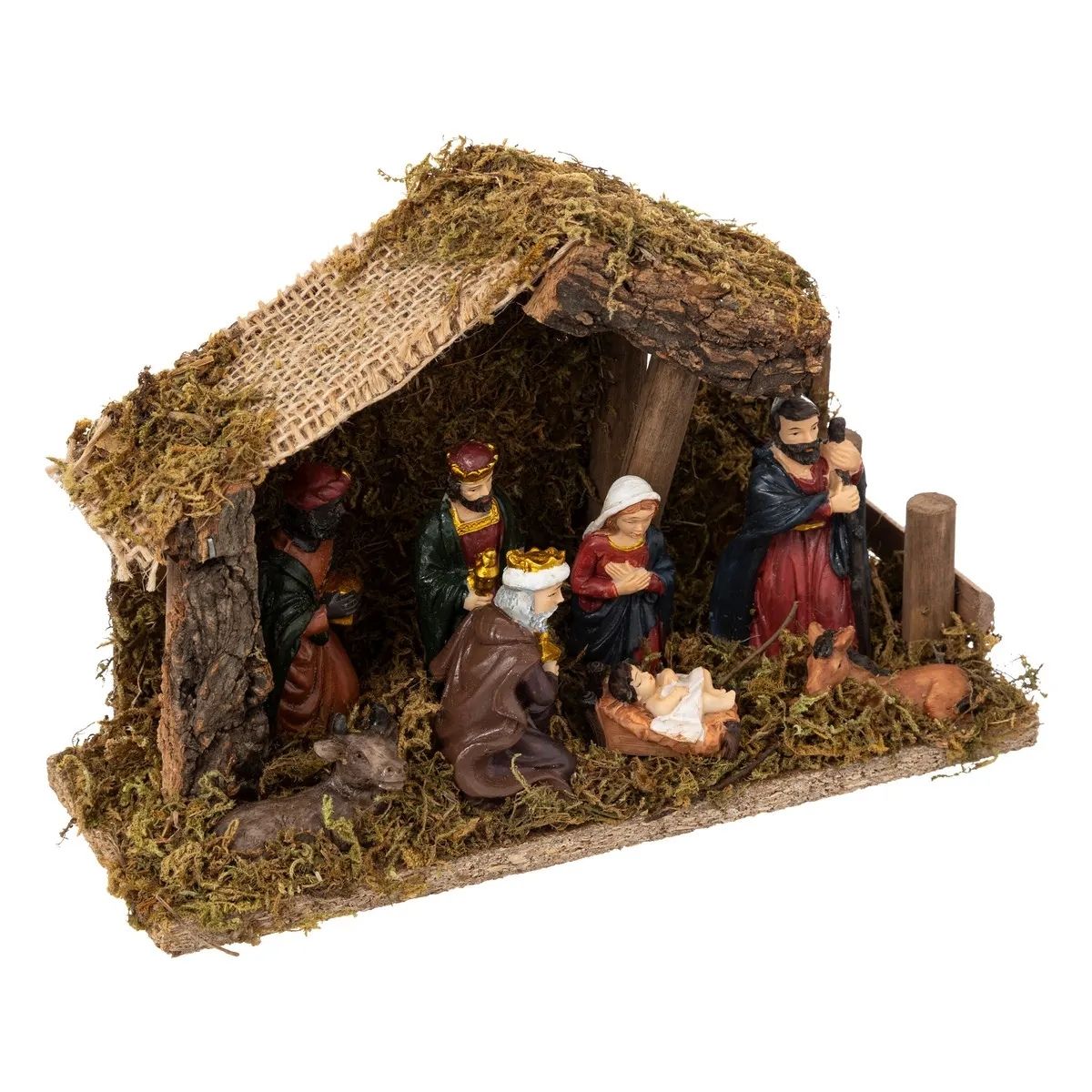 Crèche de Noël lumineuse Pamola 8 Santons 20x13cm