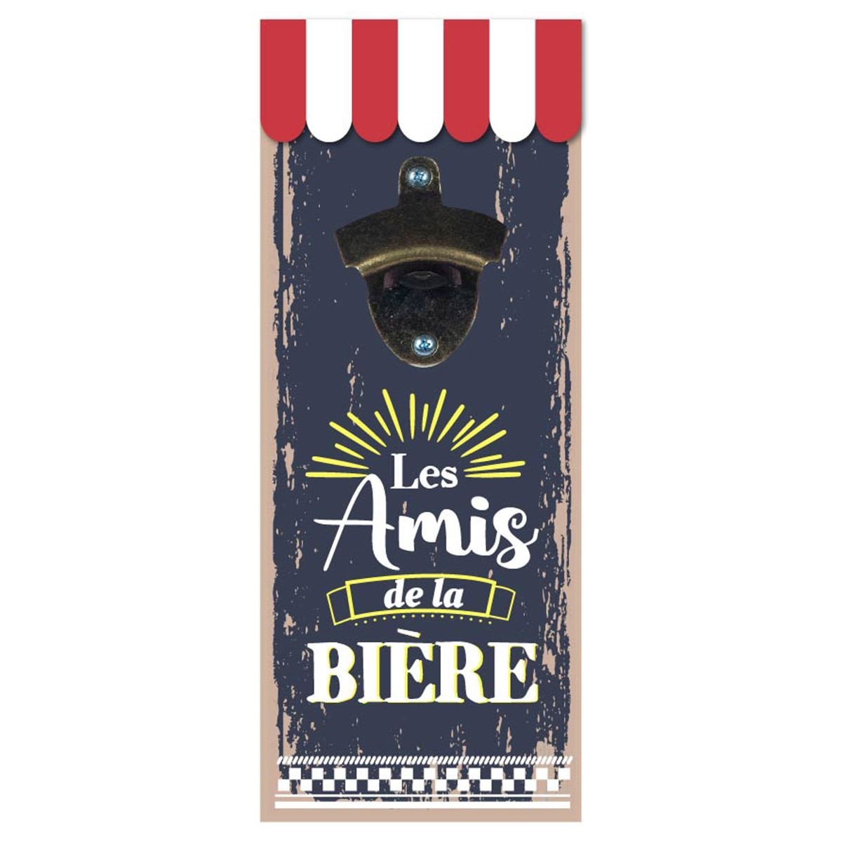 Décapsuleur mural bois Amis de la Bière H30cm