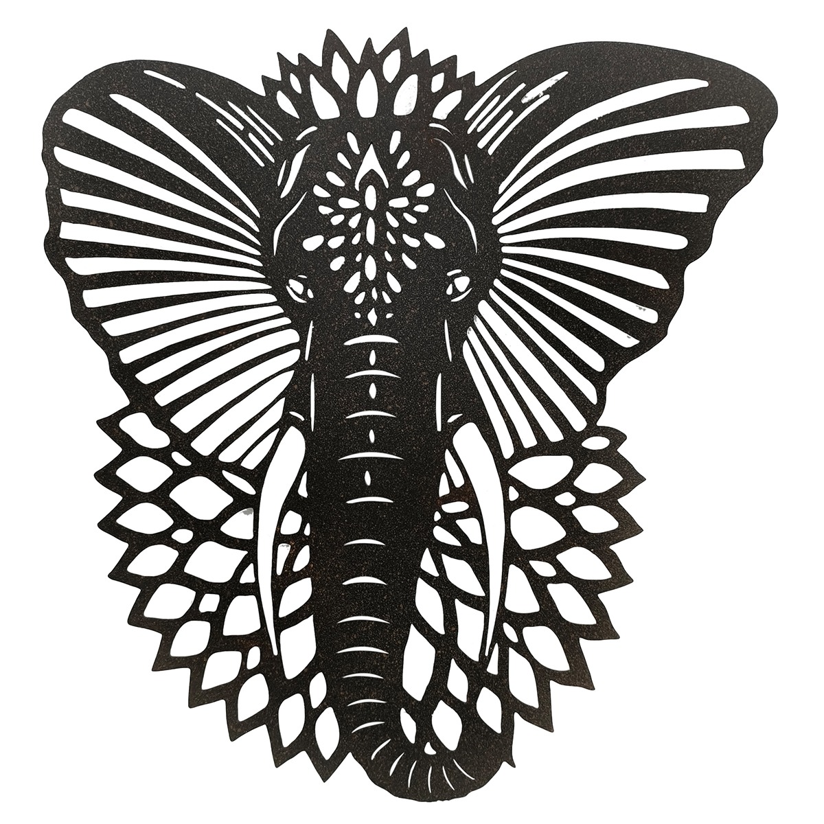 Déco Murale métal Statue Tête d'Éléphant Mumbai 60x52cm