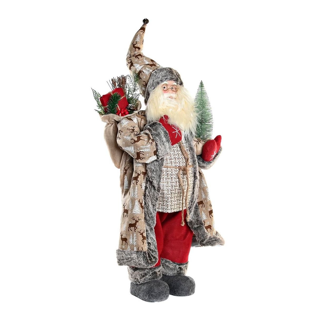 Déco Noël Figurine XL Père Noël Rudiger Rouge H83cm