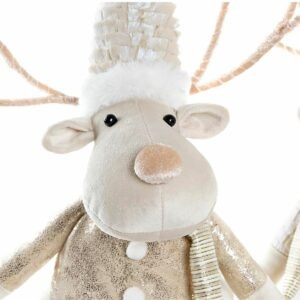 Déco Noël Renne assis en tissu Khilfos Beige H38cm