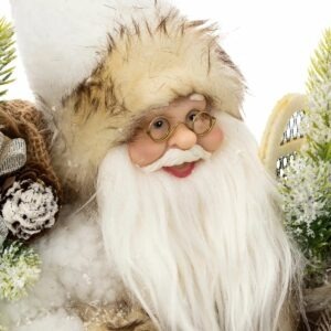Déco Père-Noël Ronneby Blanc et Marron H30cm