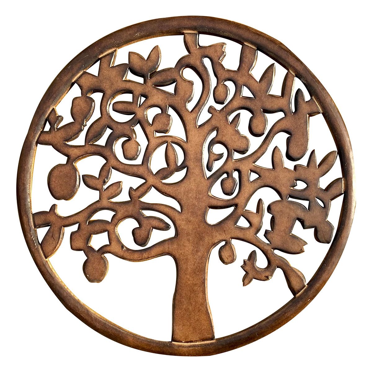 Déco murale ronde bois Labola Arbre de Vie Marron 60cm