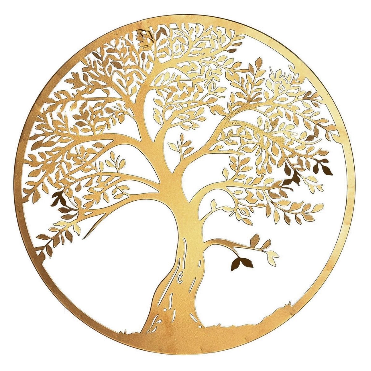 Déco murale ronde métal Brina Arbre de Vie Doré D40cm