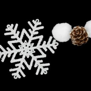 Guirlande Déco Noël Tarbalo Flocon Blanc et Pommes de Pin 180cm
