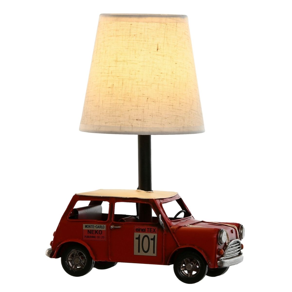 Lampe de Table Voiture métal vintage rouge H29cm