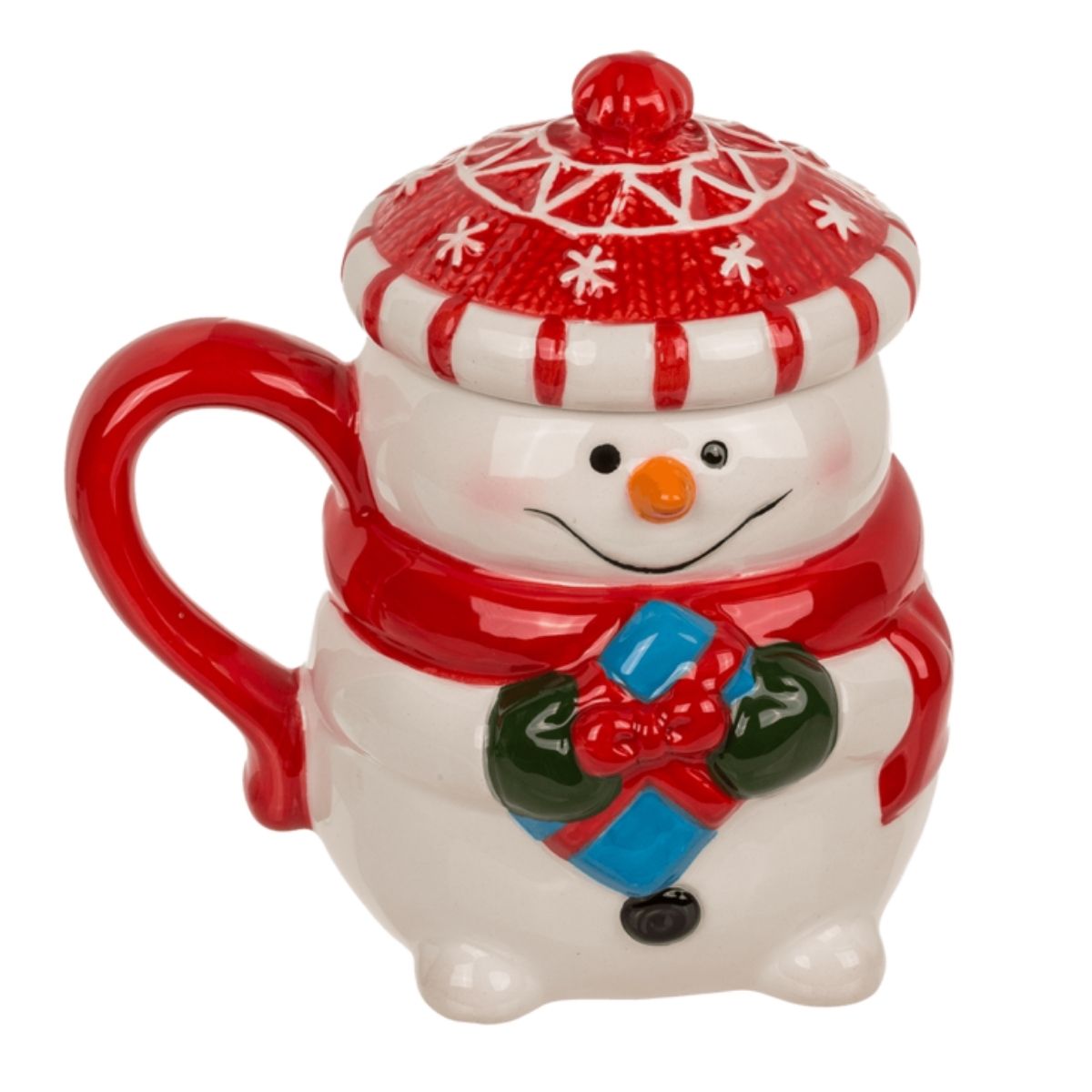 Mug Noël avec couvercle Mikus Funny Snow Man Rouge