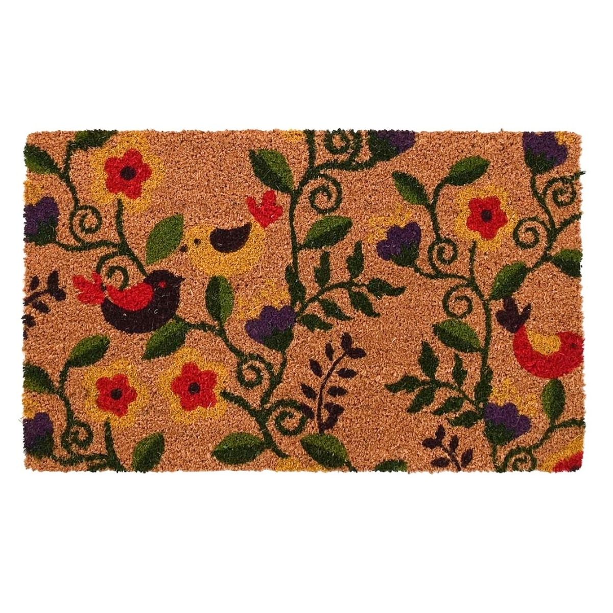 Paillasson Coco Fleurs et Oiseaux Naroline 75x45cm