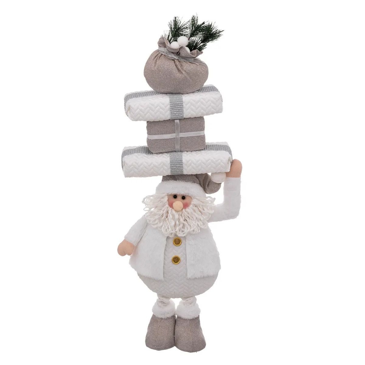 Père Noël Brottos Pyramide Cadeaux Blanc H80cm