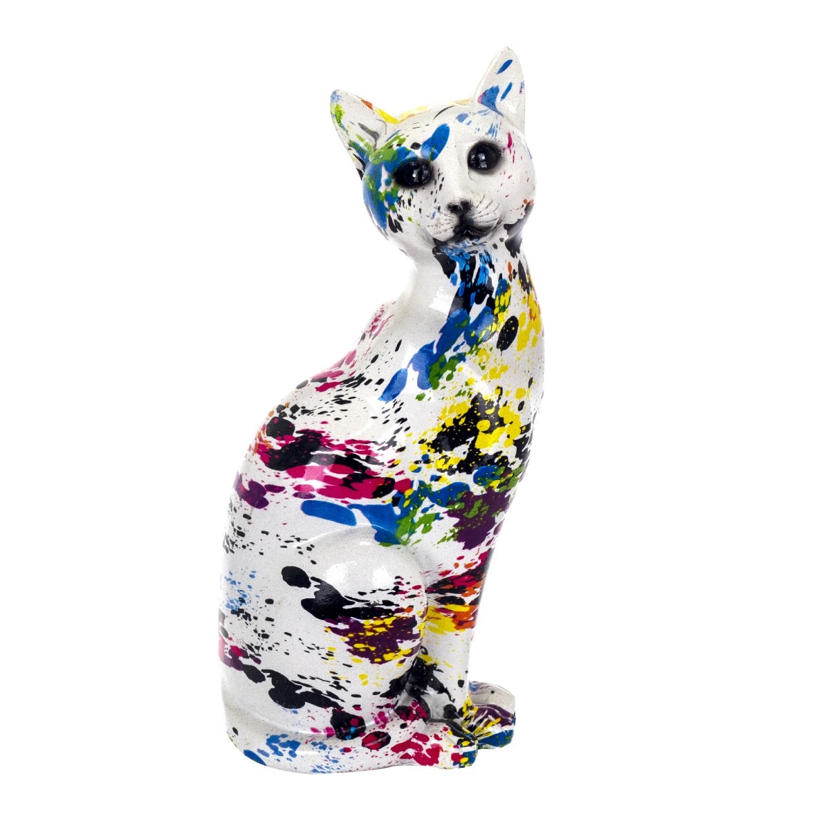 Statue Chat Graffiti Salone Multicolore H25cm