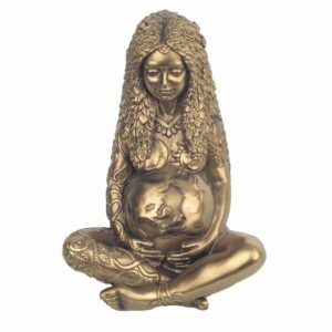 Statue Femme ventre mappemonde Sancana Doré