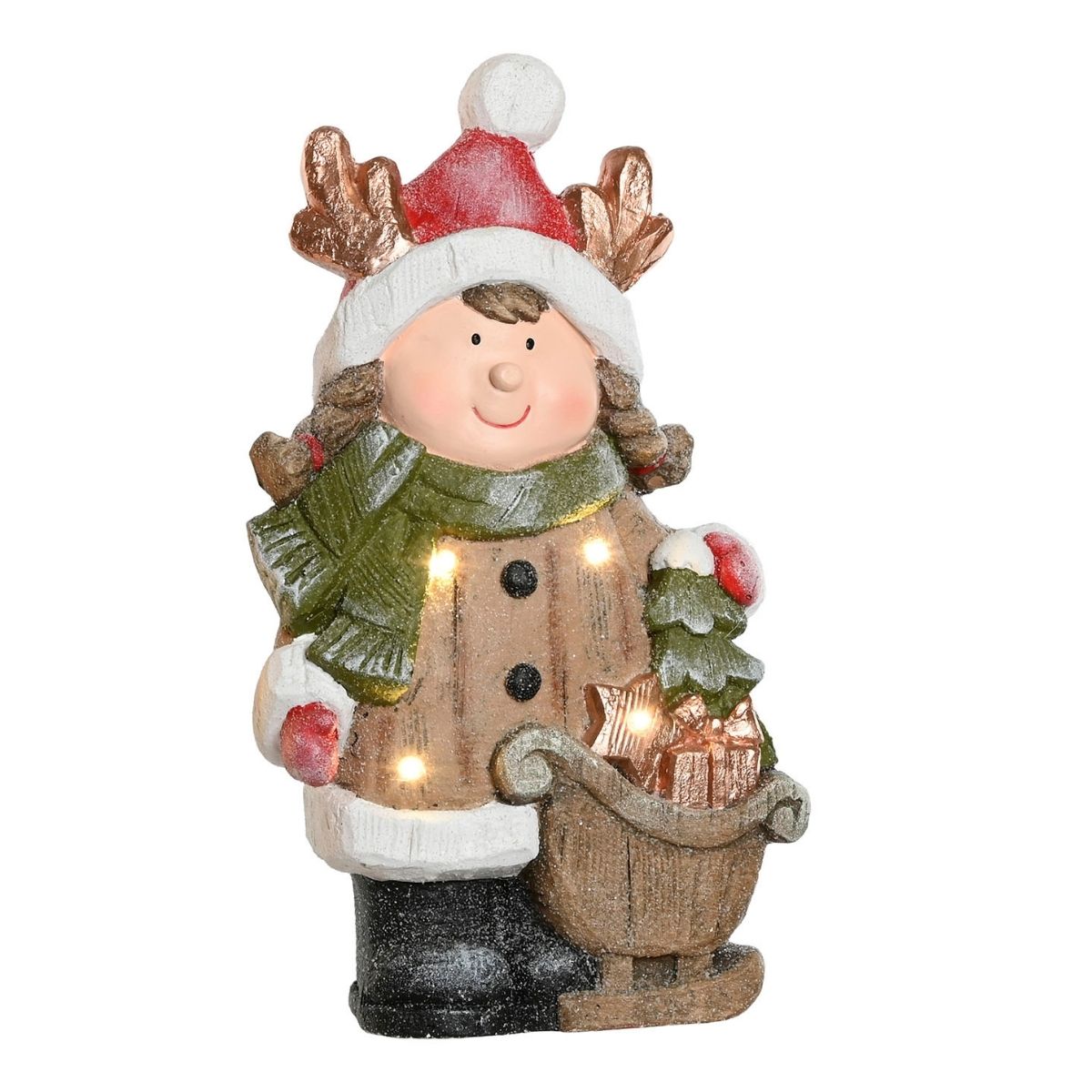 Statue Noël lumineuse Enfant Clatufisk Fille H40cm