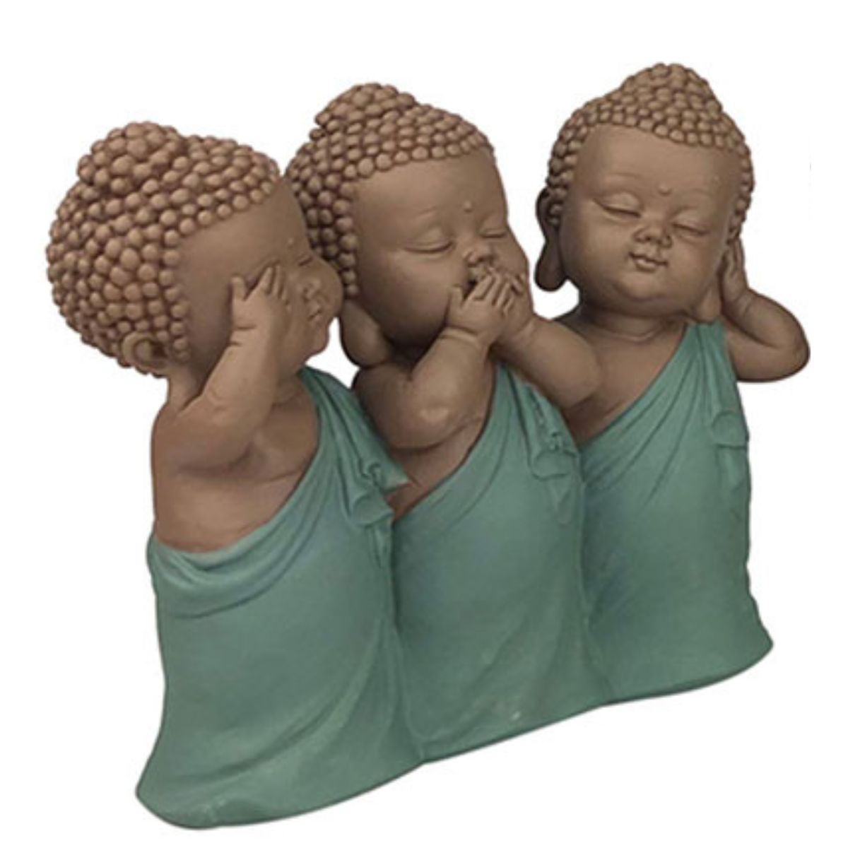 Statue Trio Bouddhas de la sagesse Julune Bleu