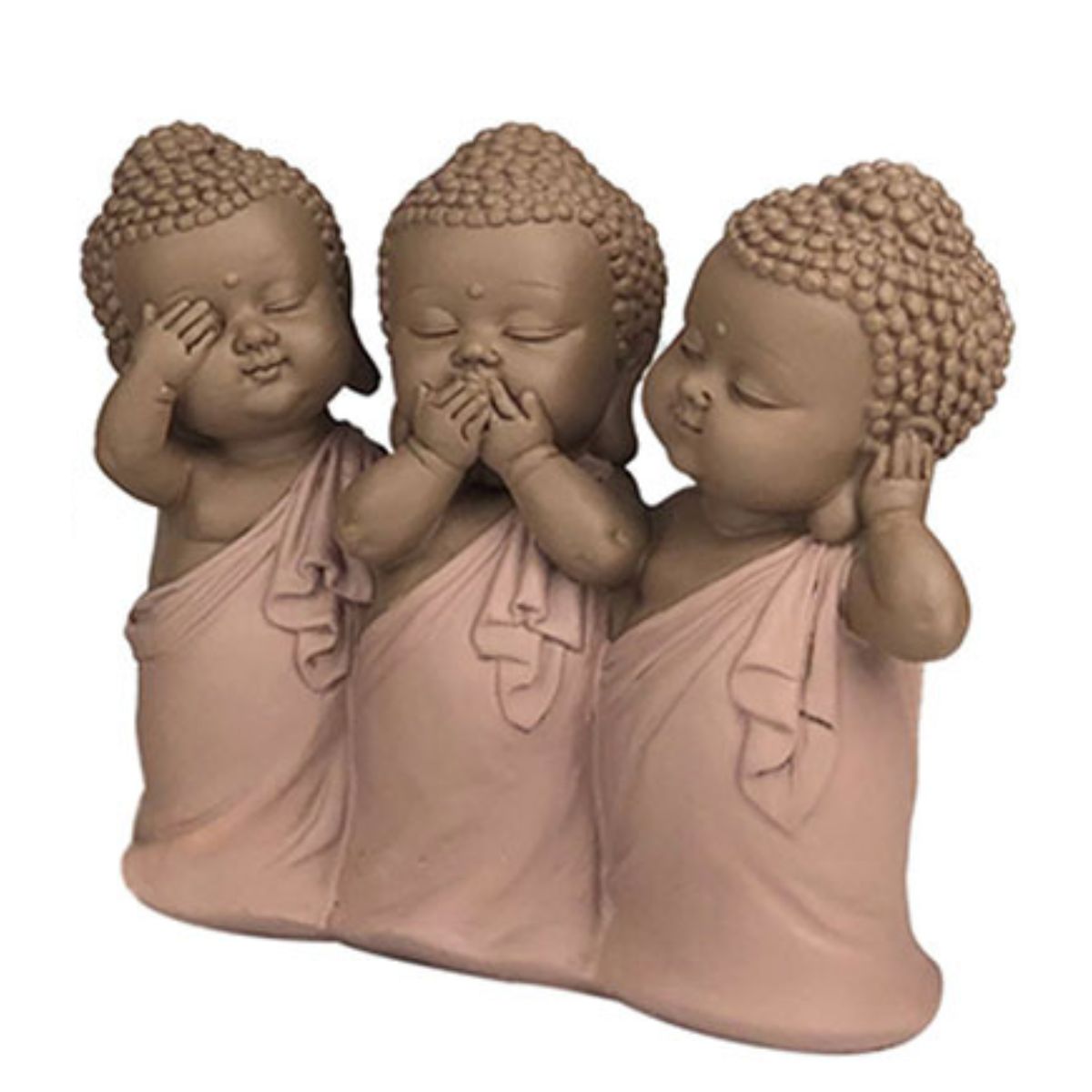 Statue Trio Bouddhas de la sagesse Julune Rose