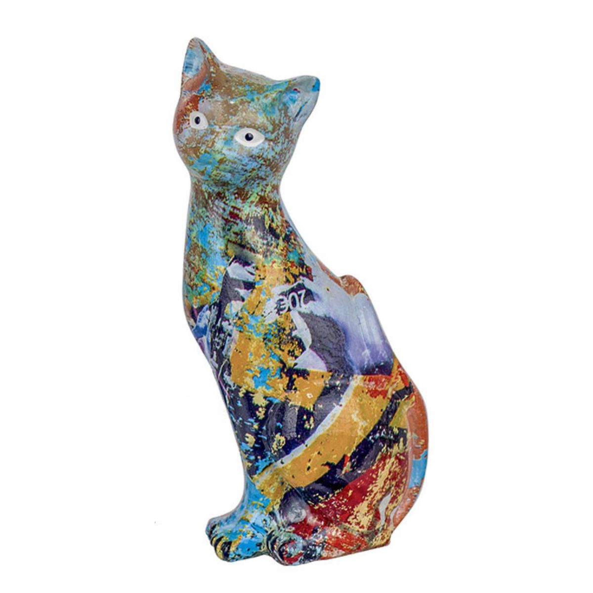 Statue résine Chat Jidnase Multicolore H13cm