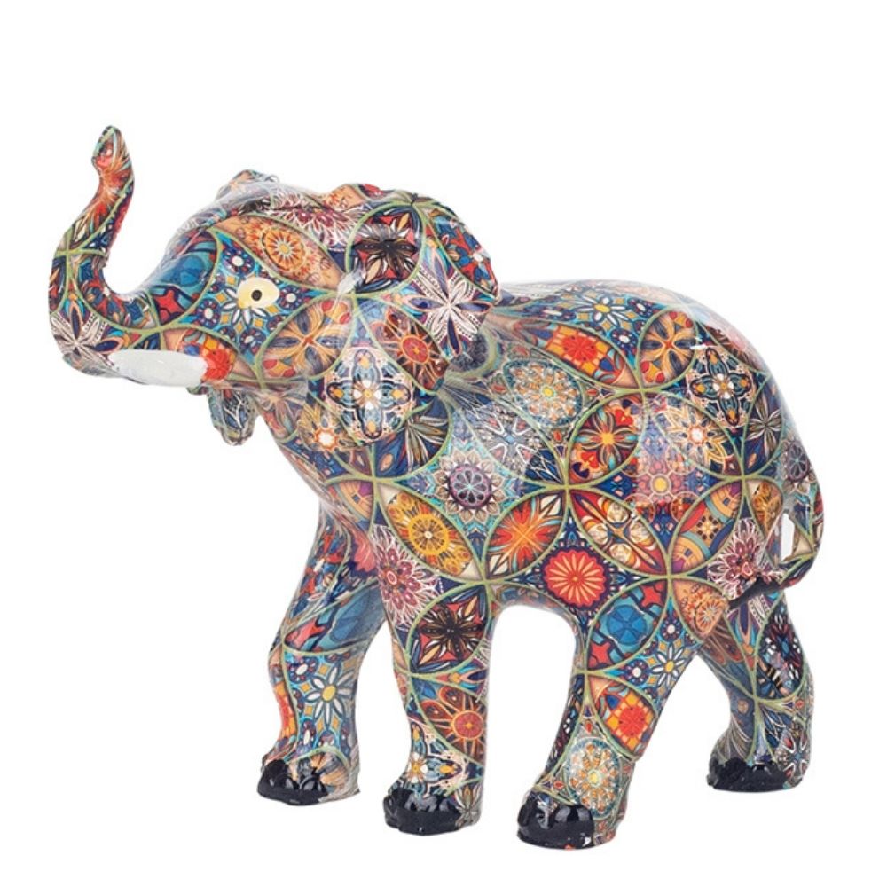 Statue résine Éléphant Adjoa Multicolore MM