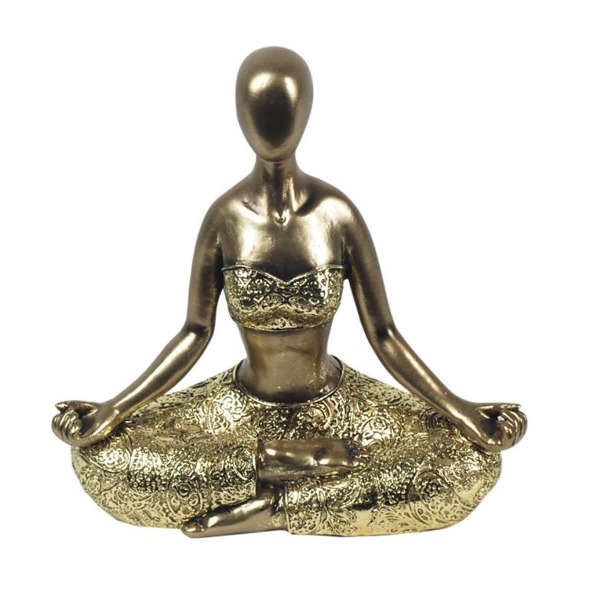 Statue résine Femme Manue position Yoga Doré 17cm