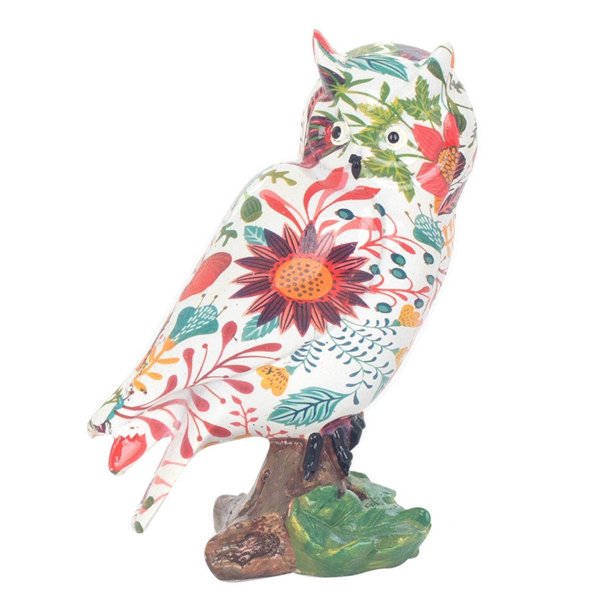 Statue résine Hibou Pimana Multicolore H16cm