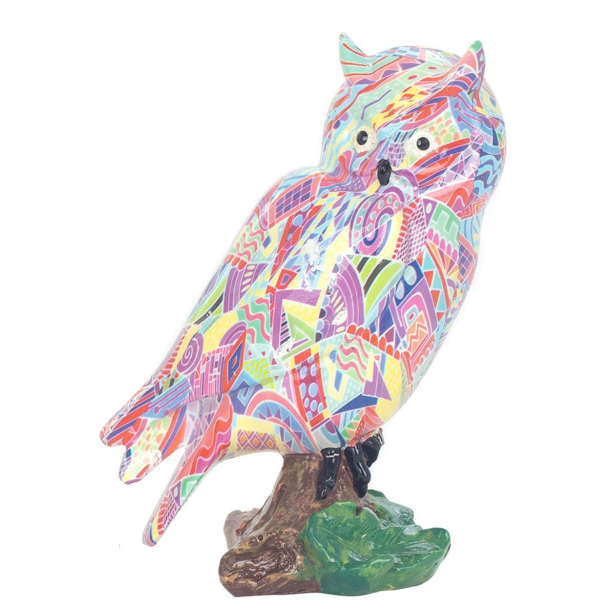 Statue résine Hibou Sajuna Multicolore H16cm