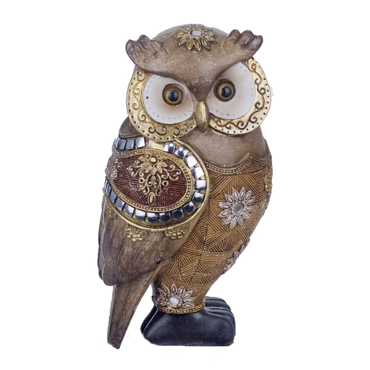 Statue résine Hibou Vunaze Marron H17cm