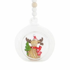 Suspension Noël Vagnus Renne dans boule verre Sapin