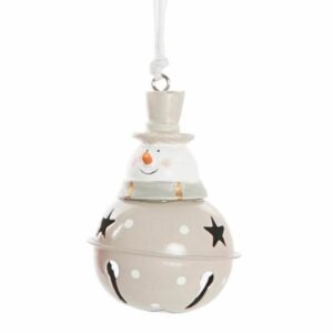 Suspension Noël Visti Bonhomme de Neige sur Grelot Gris