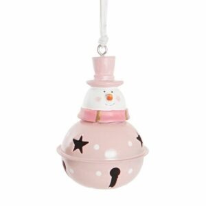 Suspension Noël Visti Bonhomme de Neige sur Grelot Rose