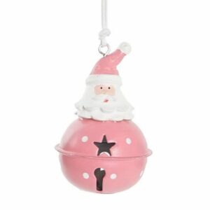 Suspension Noël Visti Père-Noël sur Grelot Rose