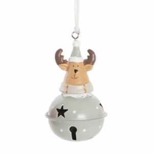 Suspension Noël Visti Renne sur Grelot Gris
