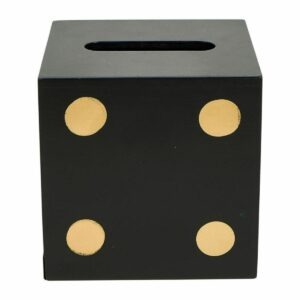 Boite à mouchoirs carré Bois Gritas forme Dés Noir et doré