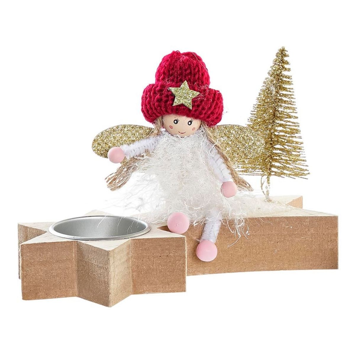 Bougeoir de Noël Bois Ange Jirkaste