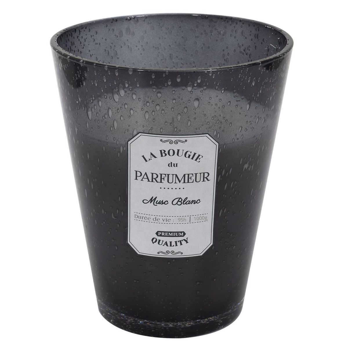 Bougie Musc Blanc Karol Verre Gris Foncé H23cm