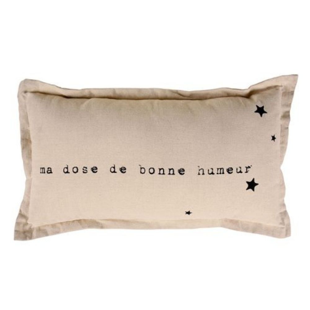 Coussin beige rectangulaire Komoto Bonne Humeur