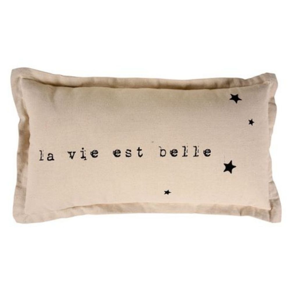 Coussin beige rectangulaire Komoto La vie est belle