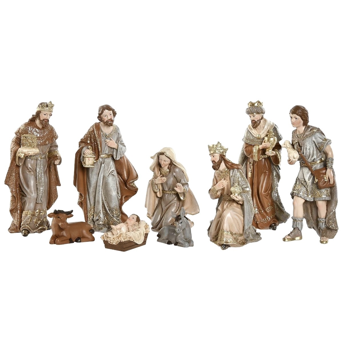 Crèche de Noël résine Piazali 9 figurines de la Nativité H18