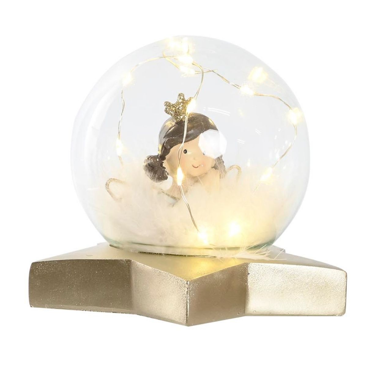 Déco Noël Ange dans Boule lumineuse Gusline Doré