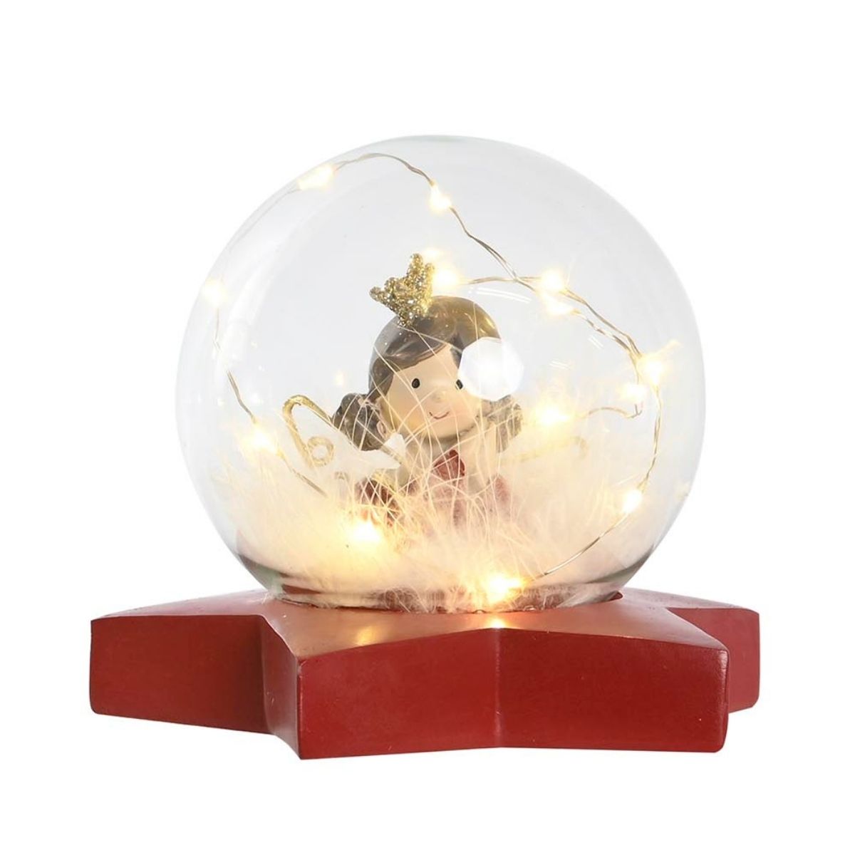 Déco Noël Ange dans Boule lumineuse Gusline Rouge