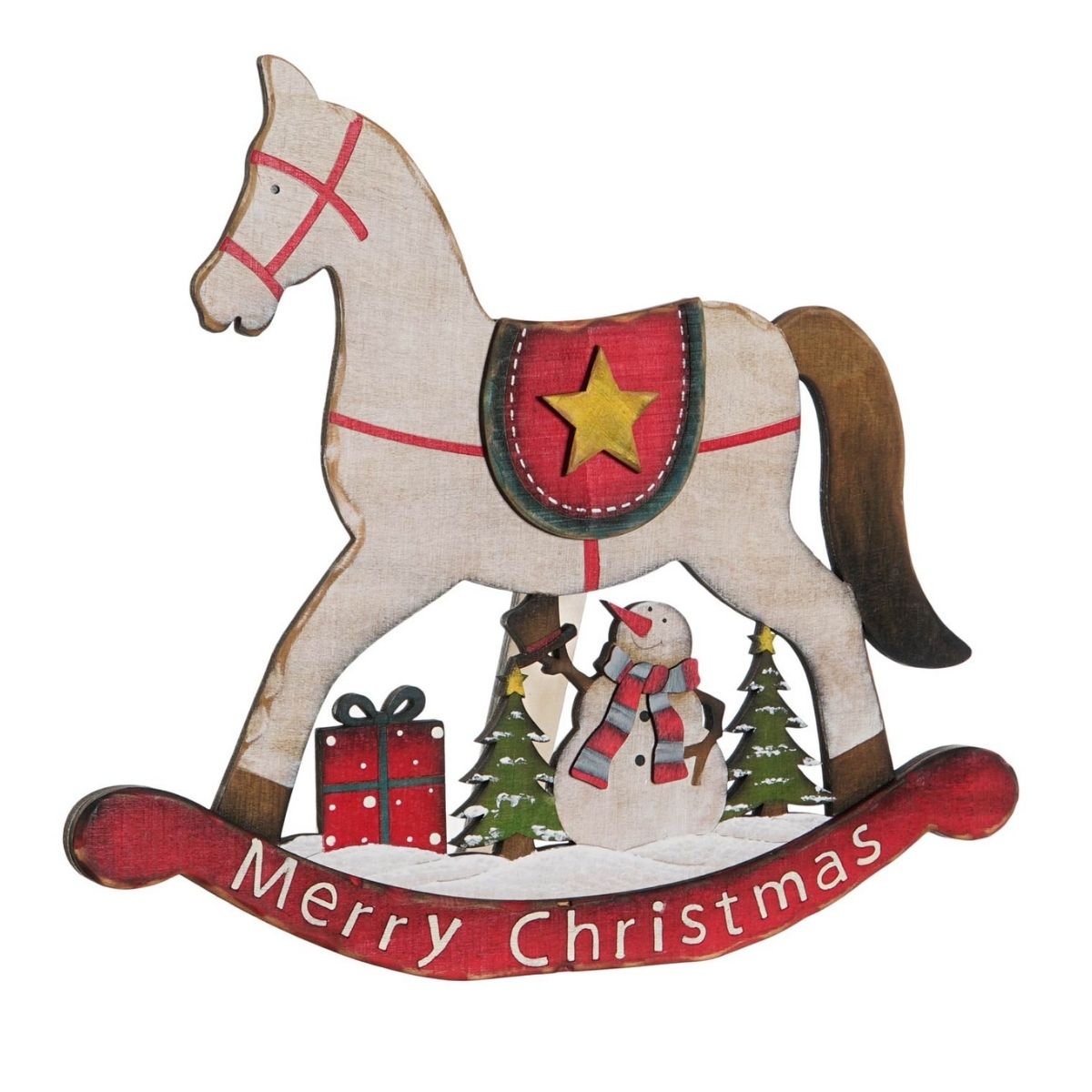 Déco Noël Cheval à bascule Pirosli en Bois L34cm