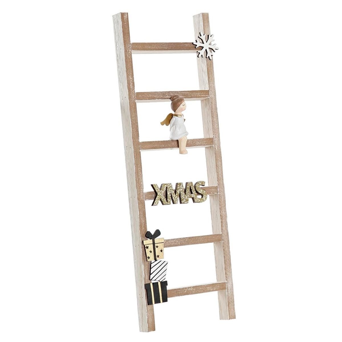 Déco Noël Echelle Bois Beige Kraystin Ange H35cm